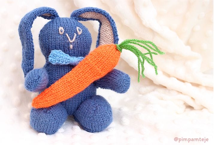 patrón conejo tejido a dos agujas