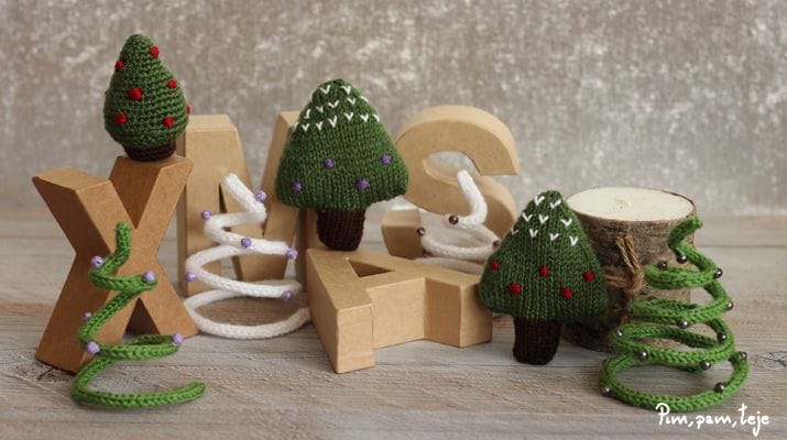 3 formas distintas de tejer un árbol de navidad