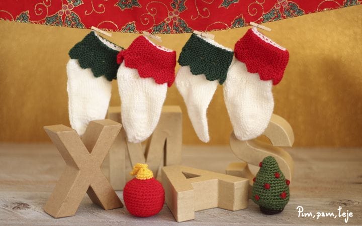 Cómo tejer calcetines navideños