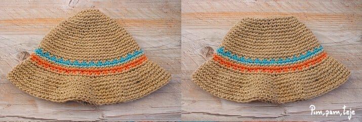 metemos un poco hacía dentro la parte superior del sombrero cómo tejer un sombrero de ganchillo para verano