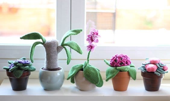 5 patrones para tejer plantas de ganchillo