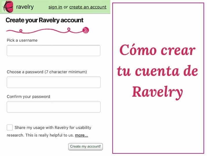 Cómo crear tu cuenta Ravelry