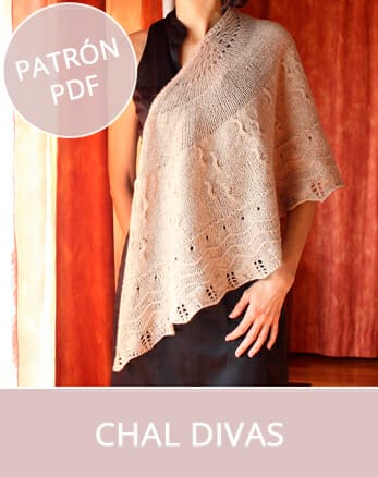 Patrón para tejer un chal en punto a dos agujas Chal Divas