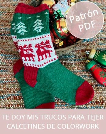 Patrón para tejer calcetines Bridget de colorwork en punto a dos agujas