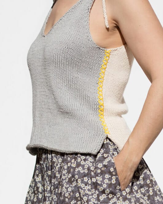 Patrón para tejer la camiseta Ying Yang en punto a dos agujas