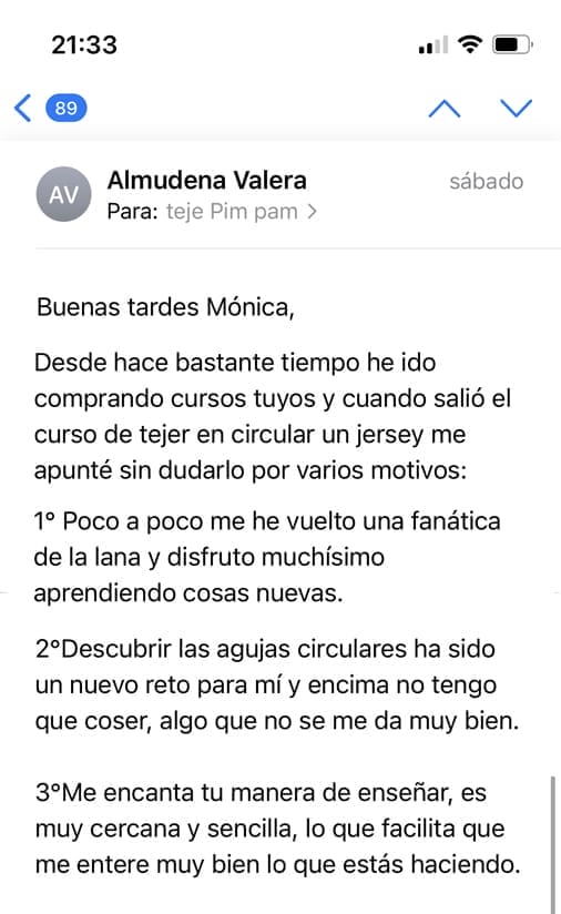 opinión curso online aprender a tejer un jersey en punto a dos agujas