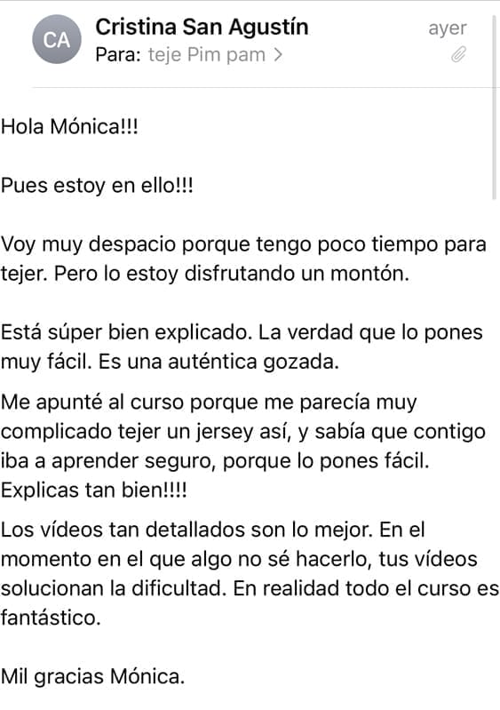 opinión curso online aprender a tejer un jersey en punto a dos agujas
