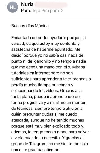 Opinion tejedoras felices de Pim, pam, teje.