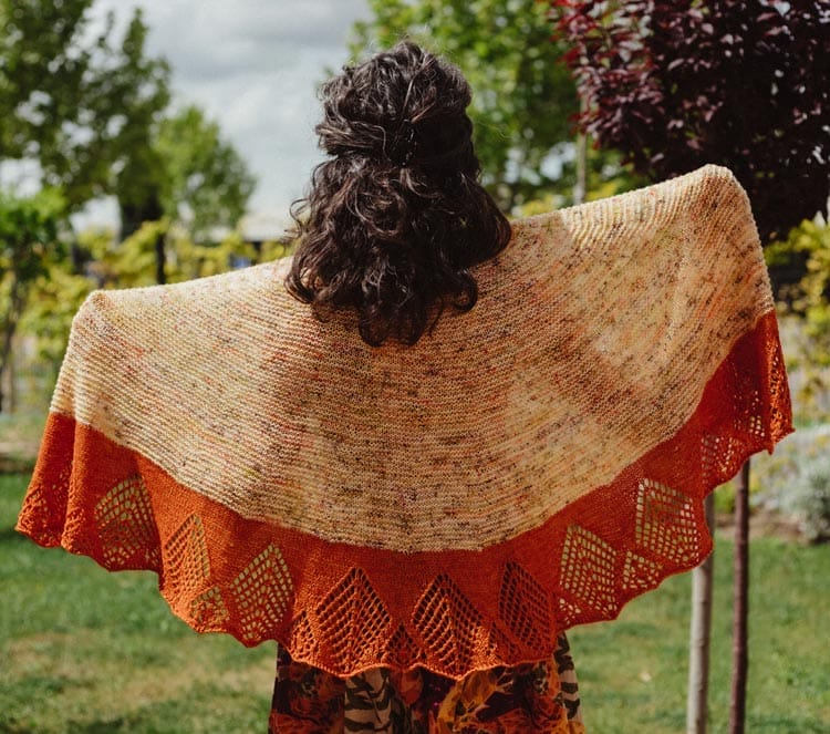Patron para tejer chal en punto a o agujas Chal Amanecer